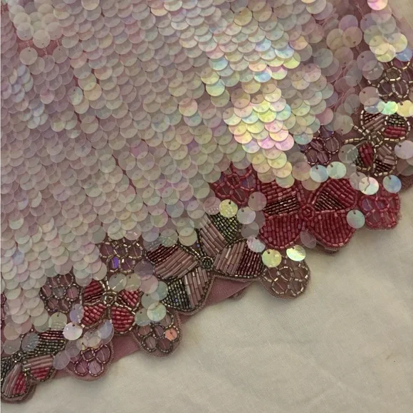 Pink Sequin Mini Skirt with butterfly Hem - Picture 5 of 7